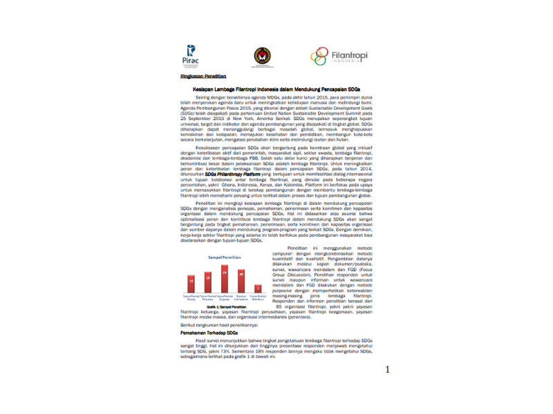 Kesiapan Lembaga Filantropi Indonesia dalam Mendukung Pencapaian SDGs