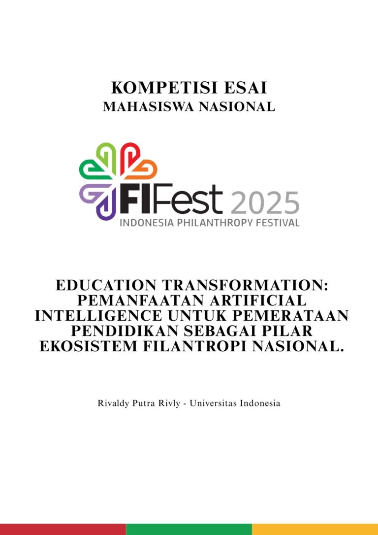 Education Transformation Pemanfaatan Artificial Intelligence untuk Pemerataan Pendidikan sebagai Pilar Ekosistem Filantropi Nasional